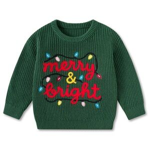 Toddler Christmas Sweater 24M Merry & Bright Knit Pullover, Holiday Sweater NWOT